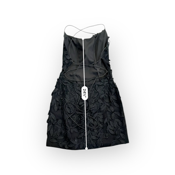 AMARRA 20116 Women's Black Homecoming Prom Floral Lace Mini Cocktail Dress Sz 4 - Picture 4 of 11